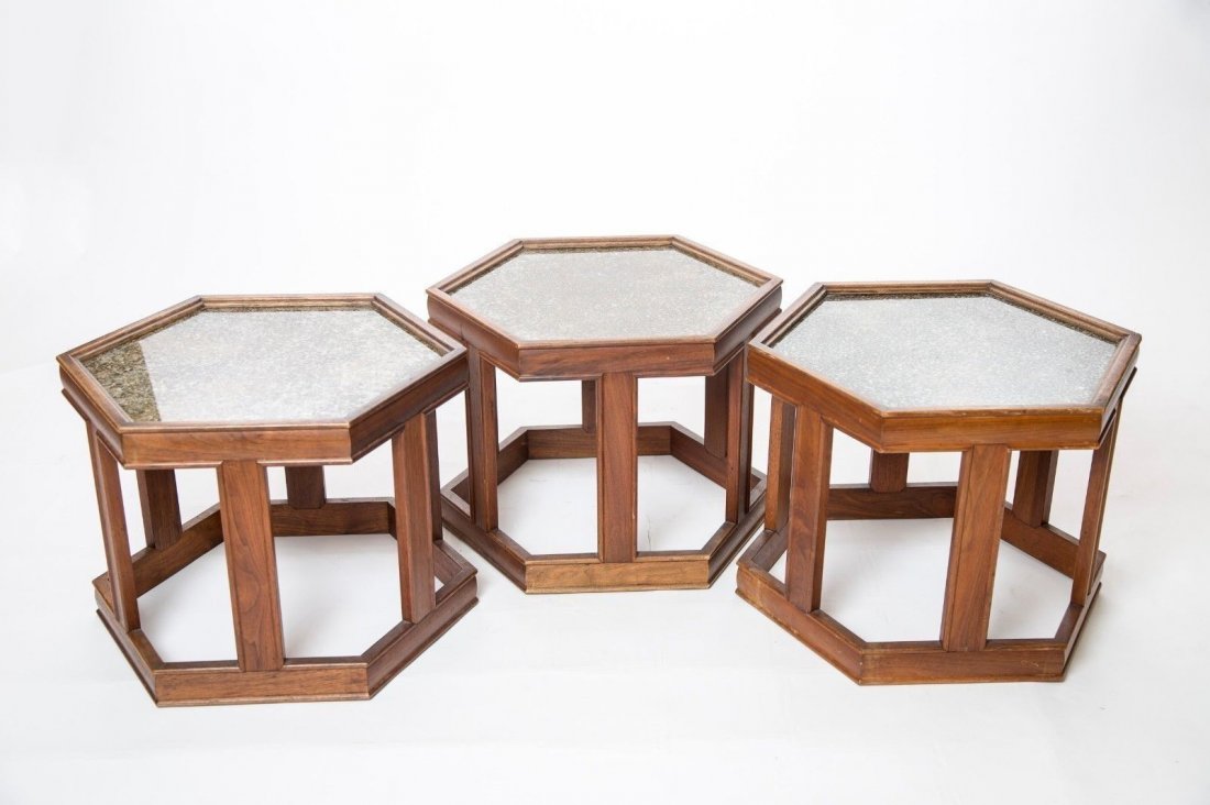John Keal for Brown Saltman Set of 3 Hexagon Tables (1 of 9)
