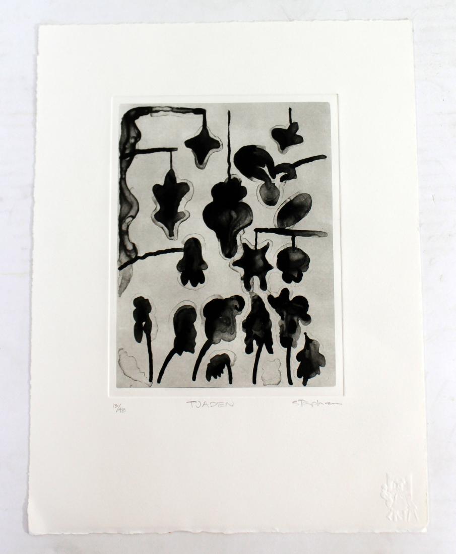 Unframed Litho Signed Gary Stephen TJADEN Numbered: For your consideration is an unframed, signed lithograph, numbered 13/48. In excellent condition. The dimensions are 10" W x 13" H. Gary Stephan is an artist who has exhibited his work throughout the