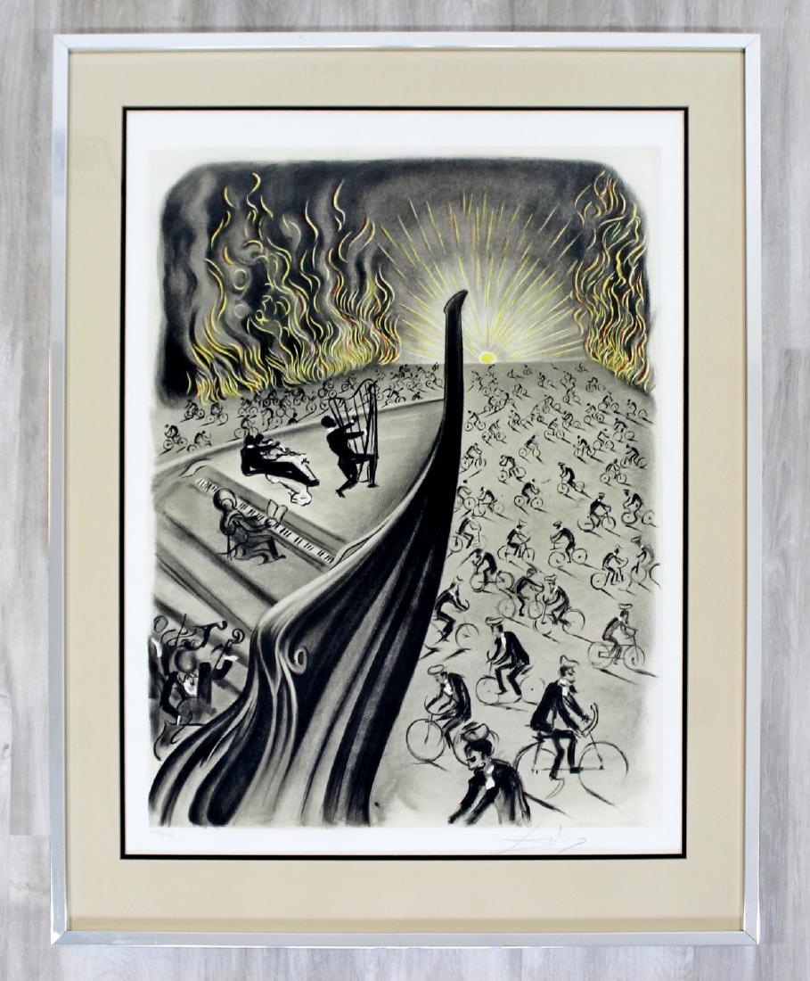Framed Dali Lithograph Bicycle Symphony (Symphony: This limted edition silkscreen signed by Dali measures 40" x 30" framed, and 32" x 22" unframed. This was created as a tribute to Dali's good friend Harpo Marx. All of the Marx brothers are depicted i