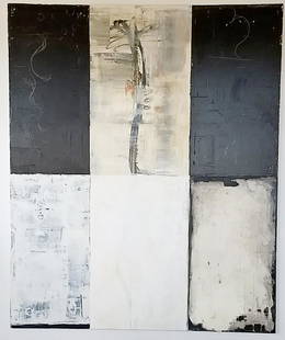 Mixed Media on Canvas Painting Signed Bernd Haussmann: For your consideration is a marvelous, large, mixed media painting on canvas, entitled "From the Nature of Things," signed and dated by Bernd Haussmann, 1999. In excellent condition. The dimensions