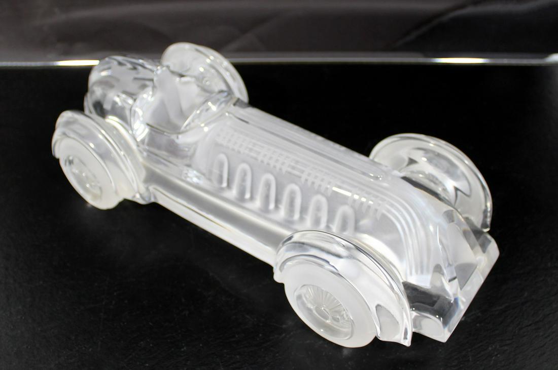 Signed Daum France Bugatti Crystal Car Table Sculpture: For your consideration a gorgeous Daum Crystal retired Monoplace Le Mans #7 race car, modeled after a 1940s era race car. Signed Daum France.