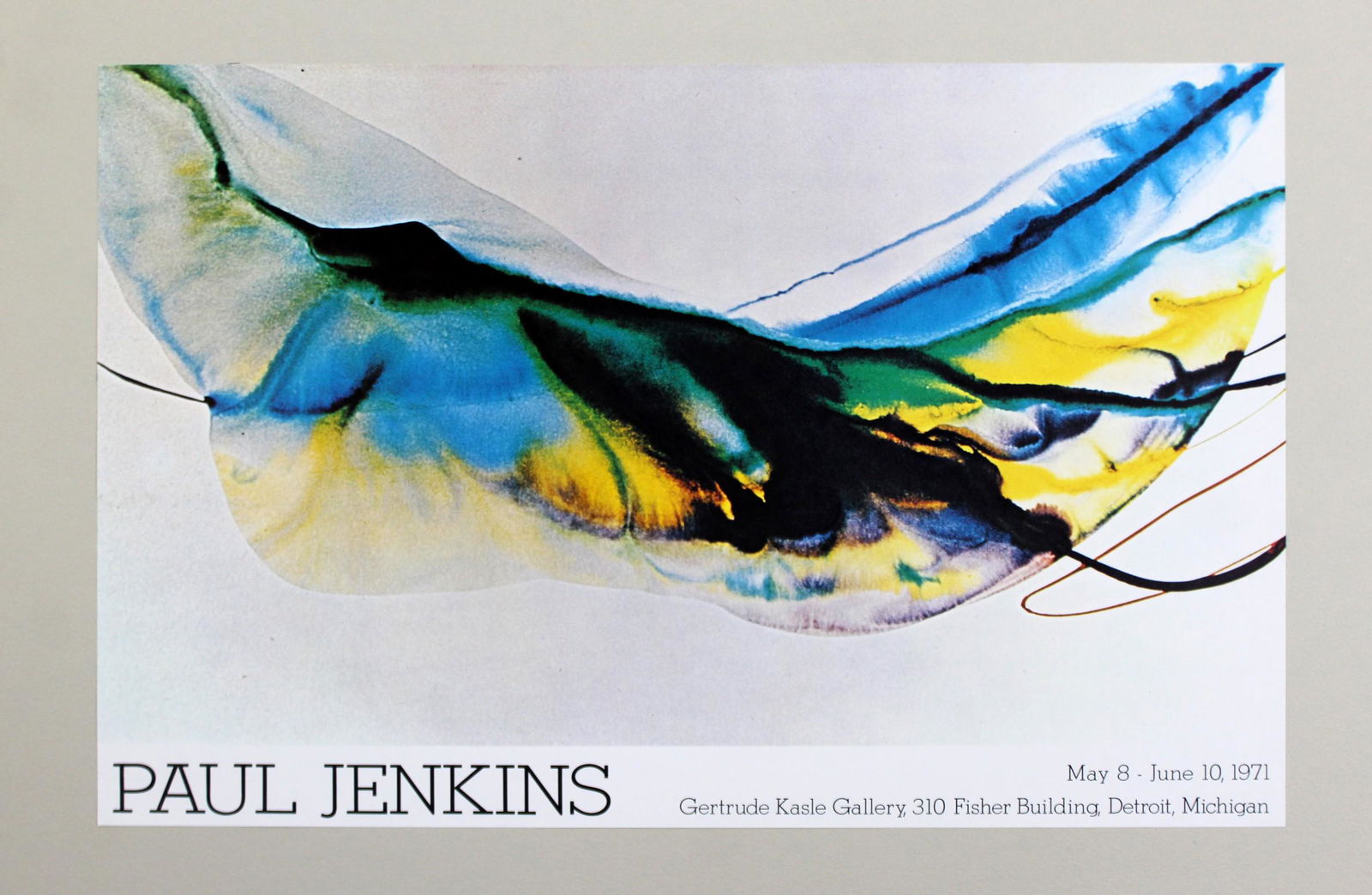 Paul Jenkins Gertrude Kasle Gallery Poster 1971: For your consideration is an unframed, vintage Paul Jenkins Gertrude Kasle Gallery poster, circa 1971.