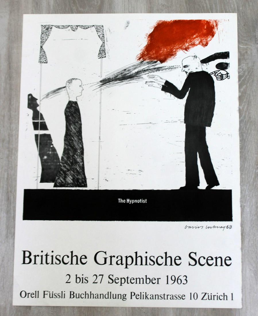 David Hockney The Hypnosis Poster 1963 Zurich: For your consideration is an unframed, vintage D. Hockney Hypnosis poster