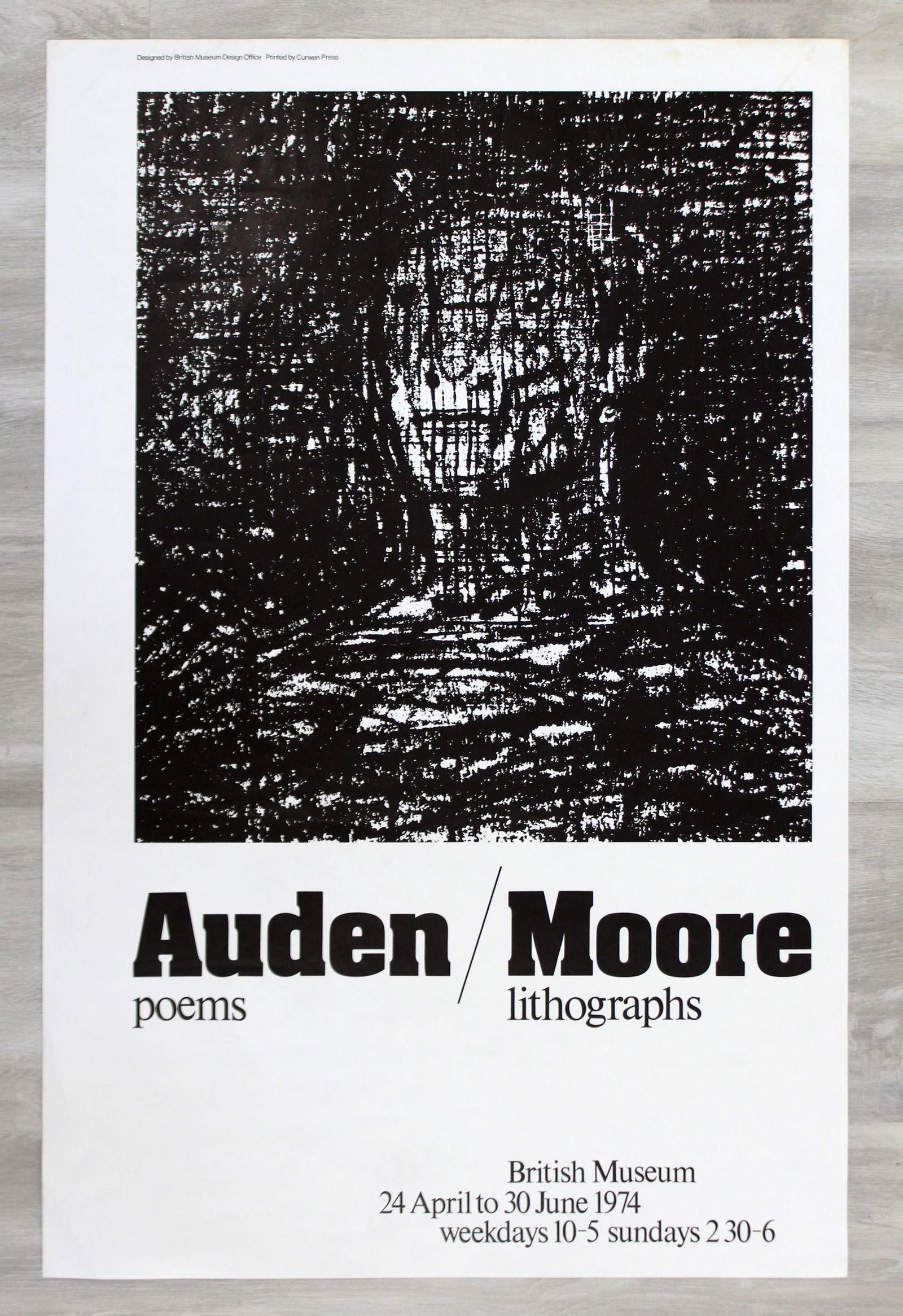 Henry Moore Auden Poems Poster British Museum 1974: For your consideration is an unframed, vintage Henry Moore Auden Poems poster, circa 1974.