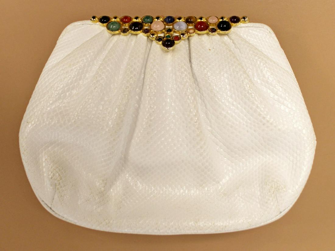 Judith Leiber Wh Semi Precious Karung Bone Snakeskin: For your consideration is this gorgeous vintage, Karung Bone snakeskin purse by Judith Leiber.