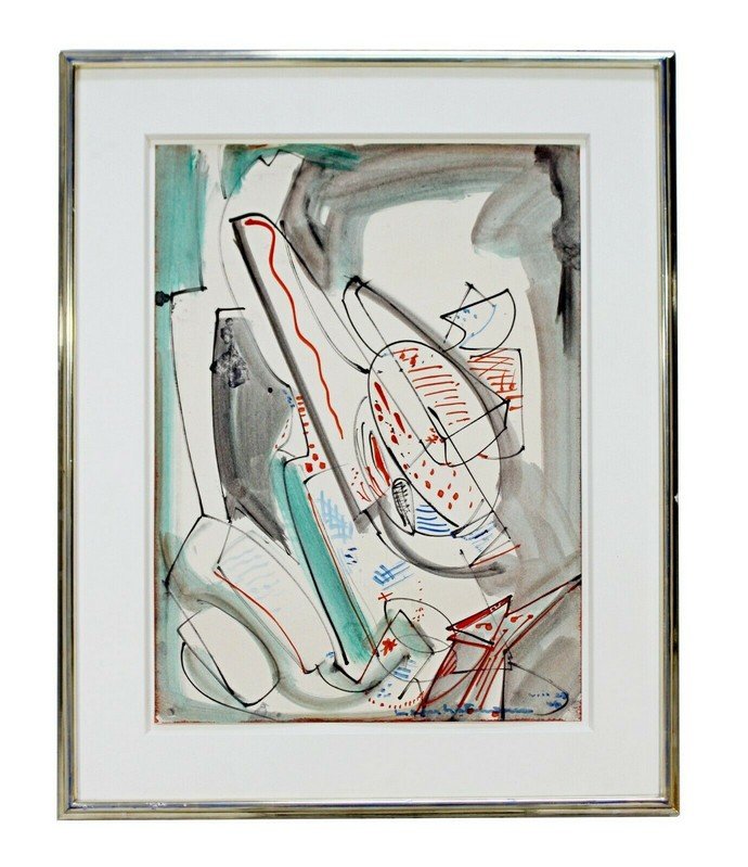 Oil on Paper Upward Abstract Signed Hans Hofmann 1946: For your consideration is an original, framed, oil on paper painting, entitled \"Upward,\" signed by Hans Hofmann, 1946. This piece done in typical Hofman abstract expressionist urban. The dimensions