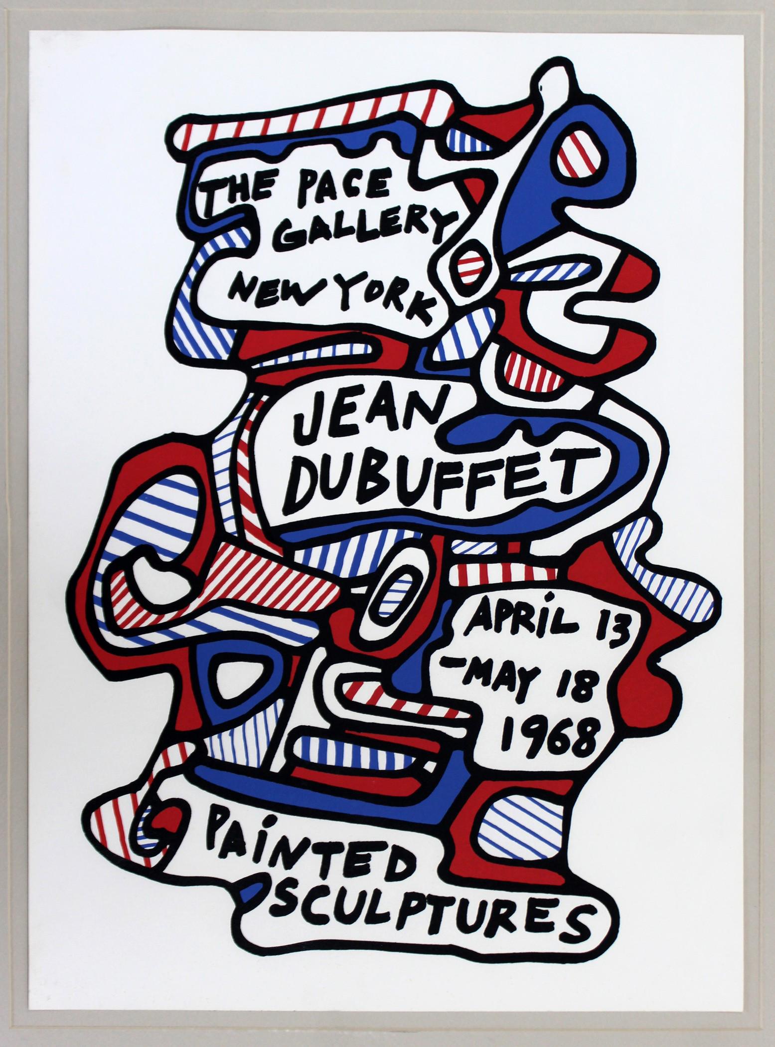 Modern Jean Dubuffet Pace Gallery 1968 Poster Abstract: For your consideration is an unframed, vintage Jean Dubuffet Pace Gallery 1968 poster.