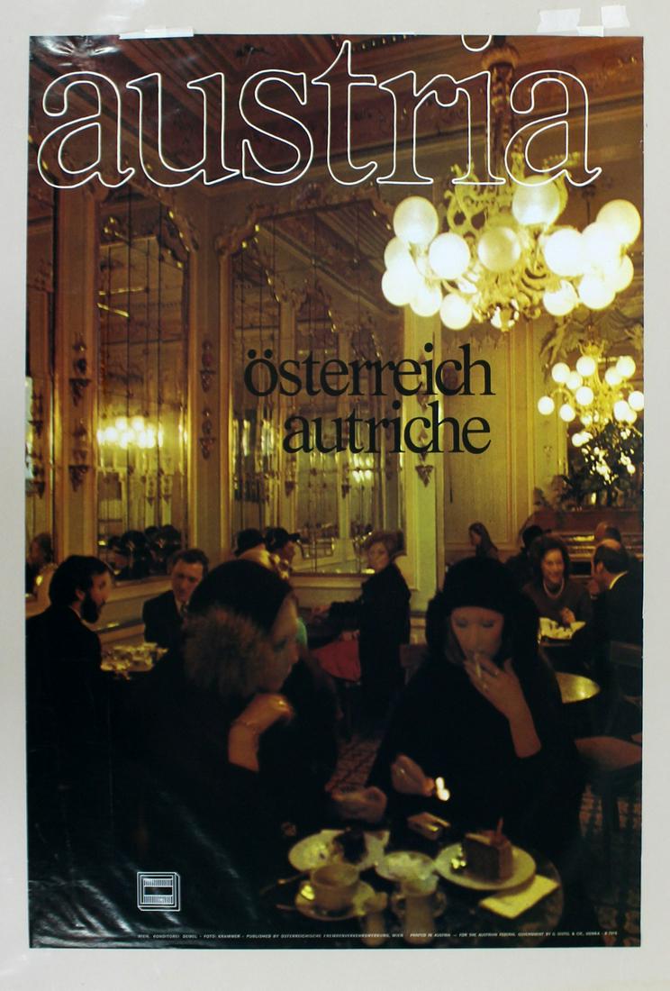Vintage Modern Austria Poster Osterreich Autriche: For your consideration is an unframed, vintage Austria poster, Osterreich Autriche.