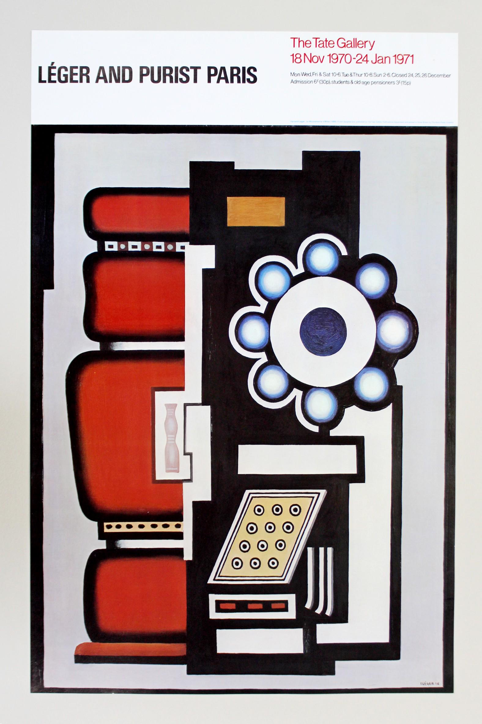 Fernand Leger Paris 1971 Tate Gallery Poster Modernism: For your consideration is an unframed, vintage Fernand Leger Paris 1971 Tate Gallery poster.