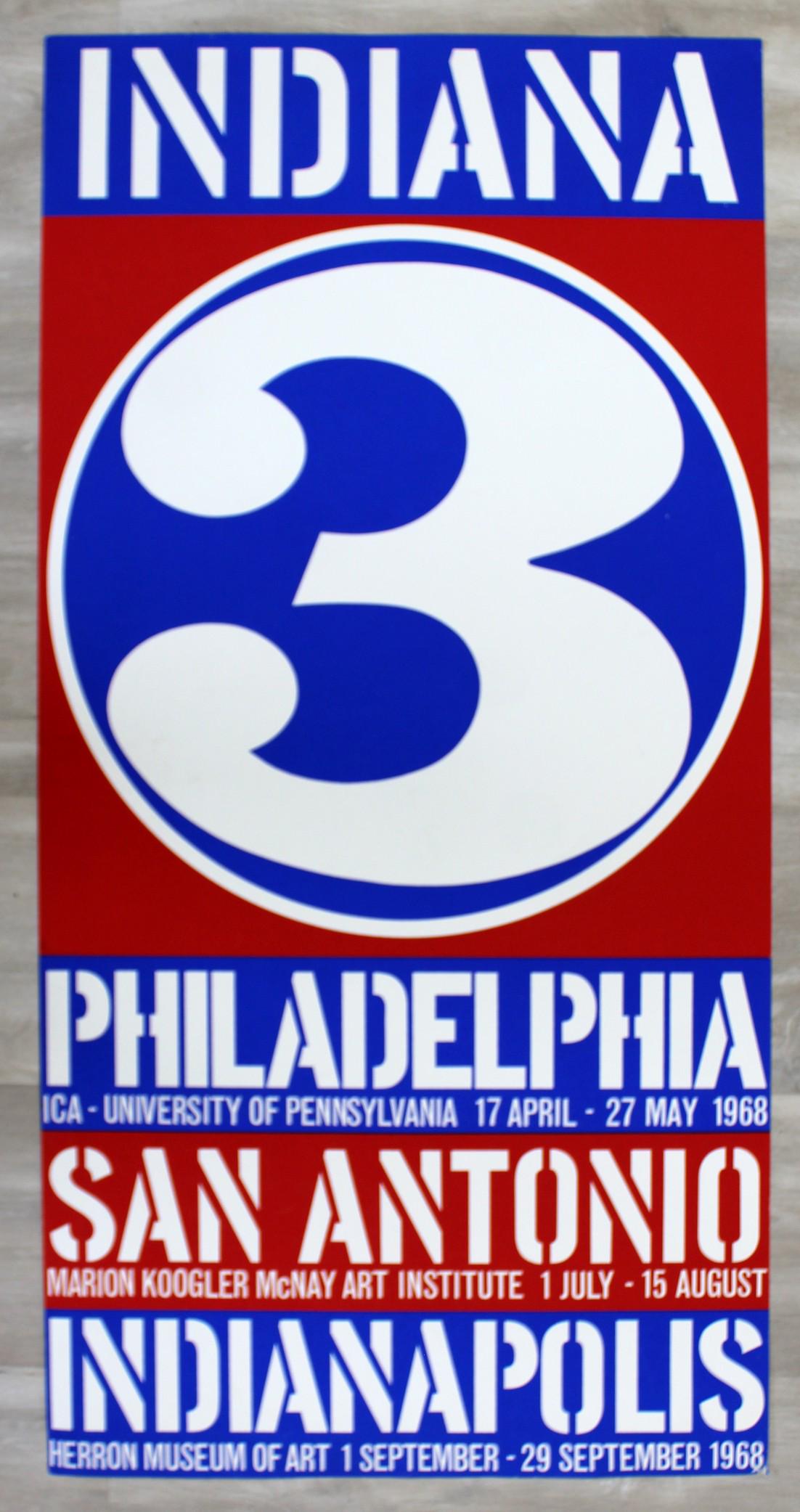 Vintage Modern Robert Indiana #3 Poster Red White Blue: For your consideration is an unframed, vintage Robert Indiana #3 poster.