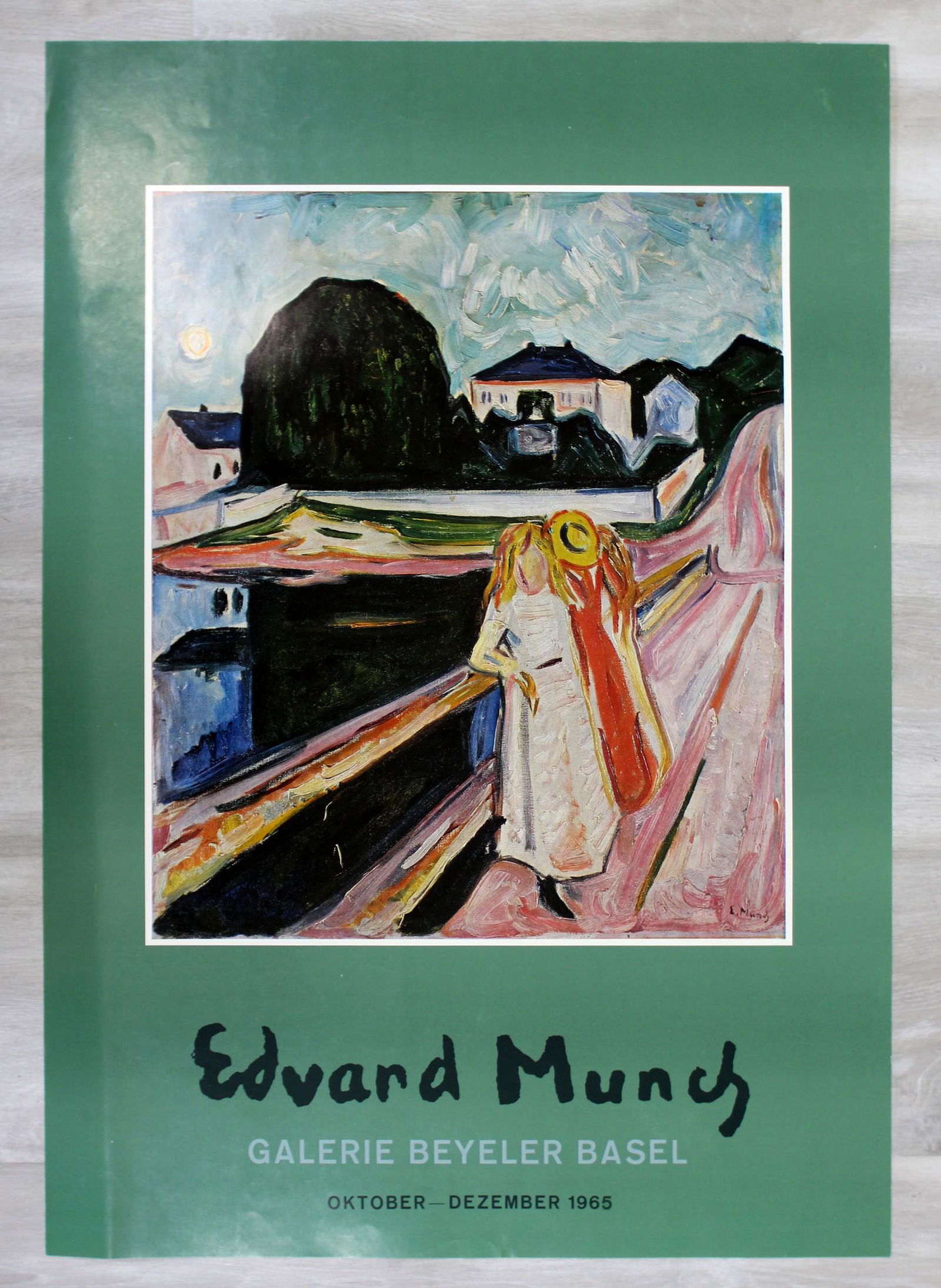 Mod Modern Edvard Munch Galerie Beyeler Basel 1965: For your consideration is an unframed, vintage Edvard Munch Galerie Beyeler Basel '65 poster.