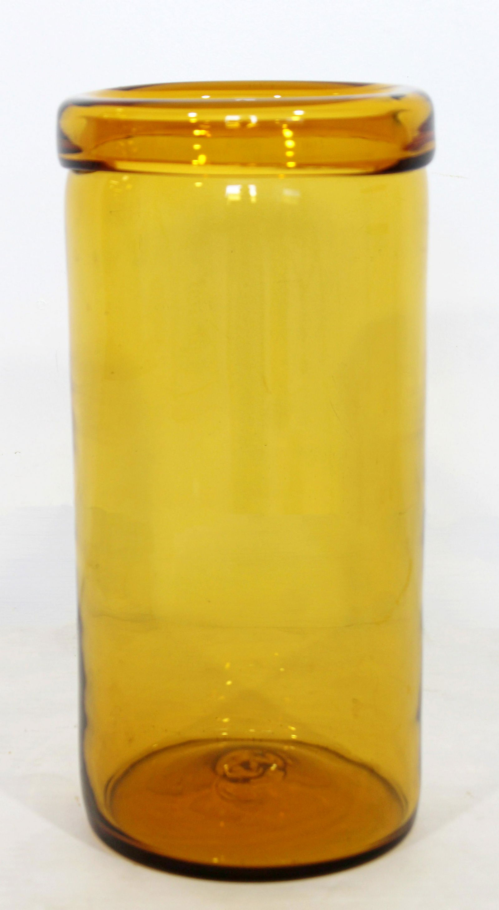 Modern Amber Yellow Blenko Blown Glass Tall Circular: For your consideration is an amber yellow, tall, circular, Blenko glass vessel. In excellent condition. The dimensions are 7" Dia x 14.5" H.