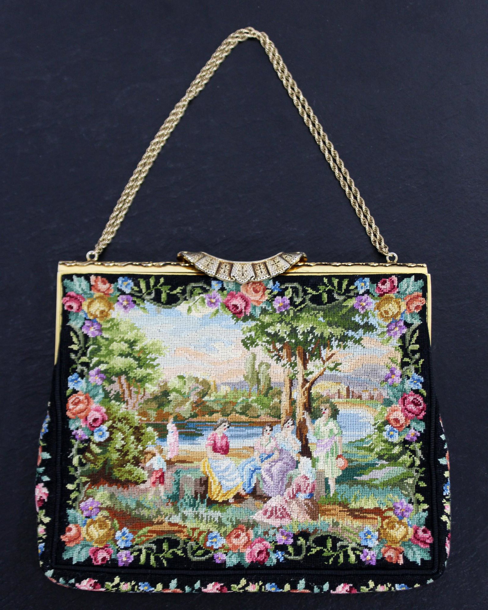 Leo Miller Pedi-Point Beaded Vintage Handbag Purse: For your consideration is this vintage pedi-point detailed handbag by Leo Miller