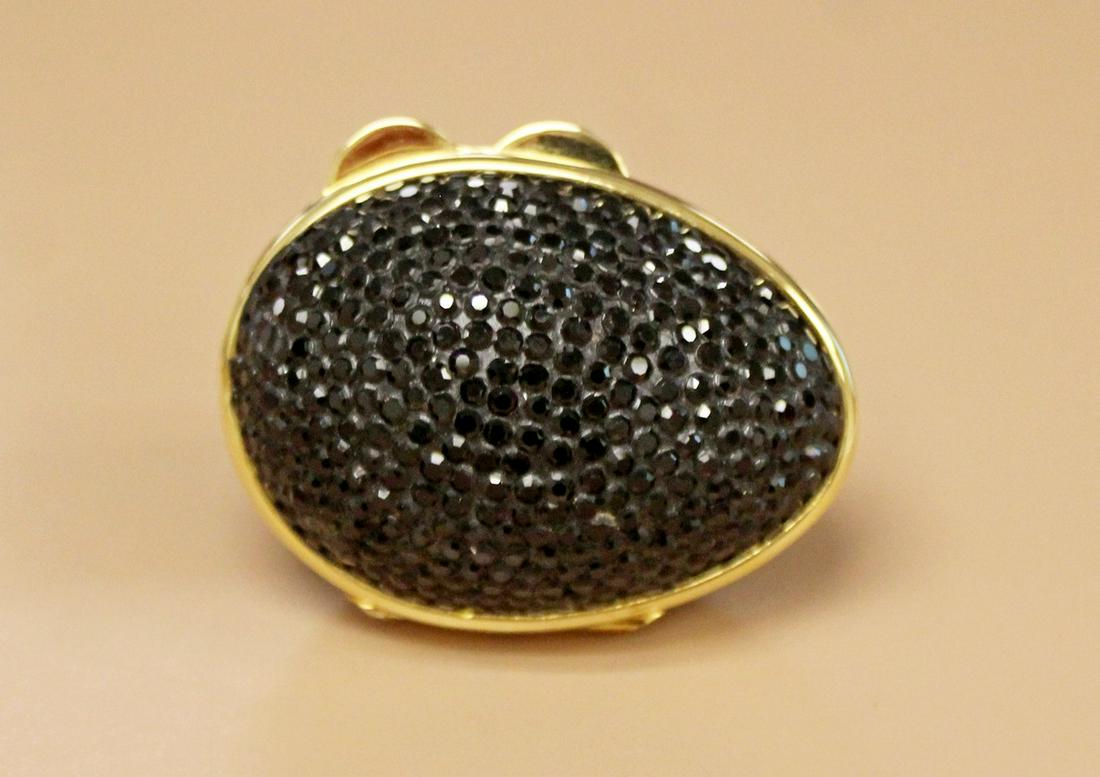 Judith Leiber Oval Egg Black Pill Box Vintage Jeweled: For your consideration is this rare, oval egg pillbox or trinket case, with Swarovski crystal embellishments.