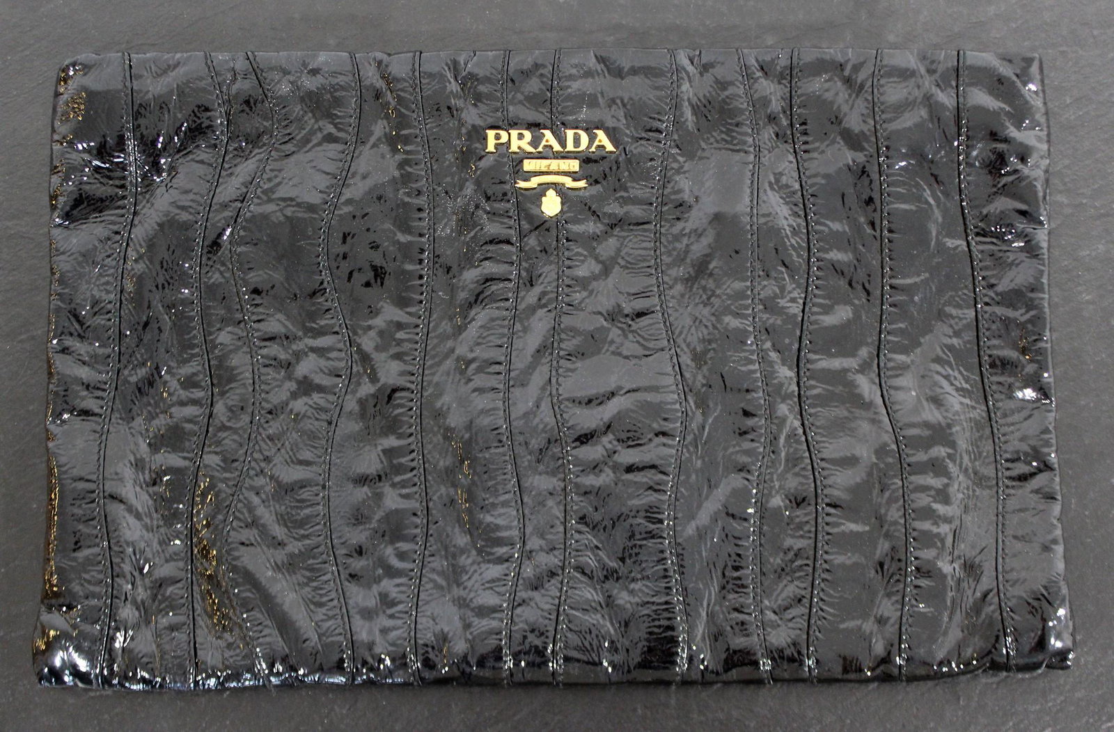 Prada Clutch Black Patent Leather Purse Vintage: For your consideration is this gorgeous, patent black leather, Prada clutch.