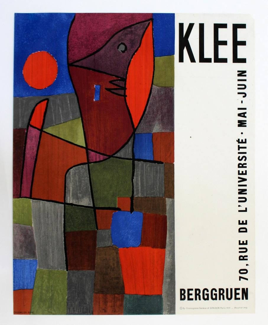 Klee Berggruen Poster Paris 1961 Orange Blue Brown: For your consideration is an unframed Klee Berggruen poster, Paris 1961.