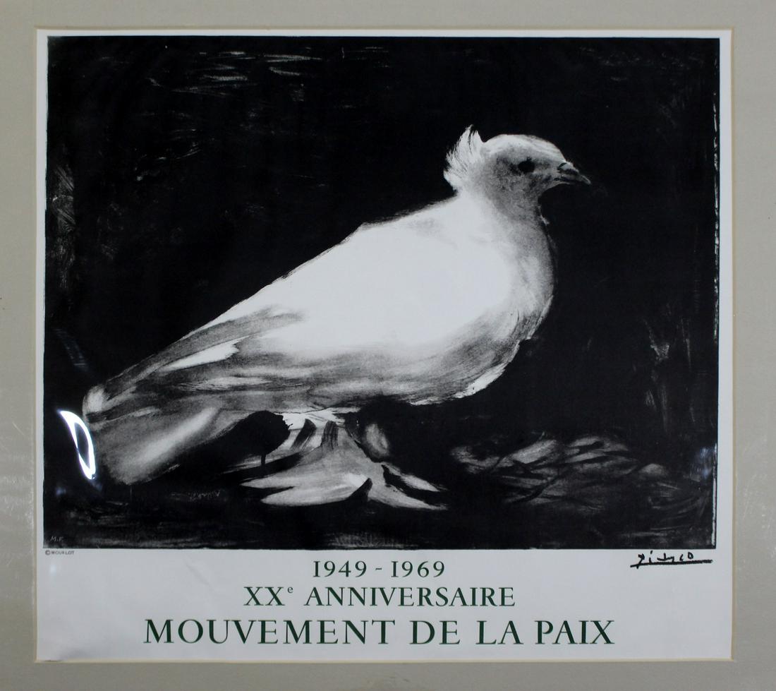 Picasso XX Anniversaire Poster 1969 Mouvement de la: For your consideration is an unframed, vintage Picasso XX Anniversaire poster, 1969, Mouvement de la Paix