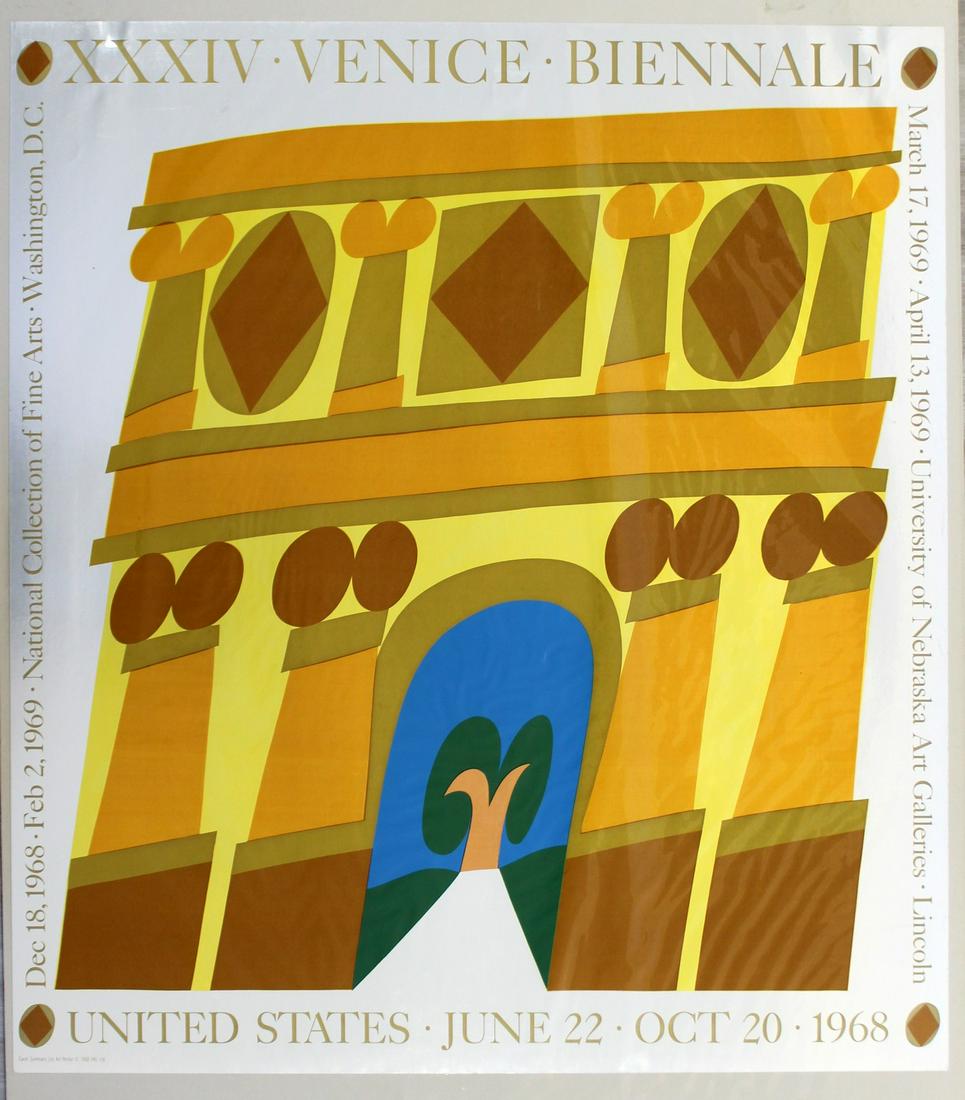 Vintage Carol Summers Venice Biennale 1969 Poster Gold: For your consideration is an unframed, vintage Carol Summers Venice poster, circa 1969.