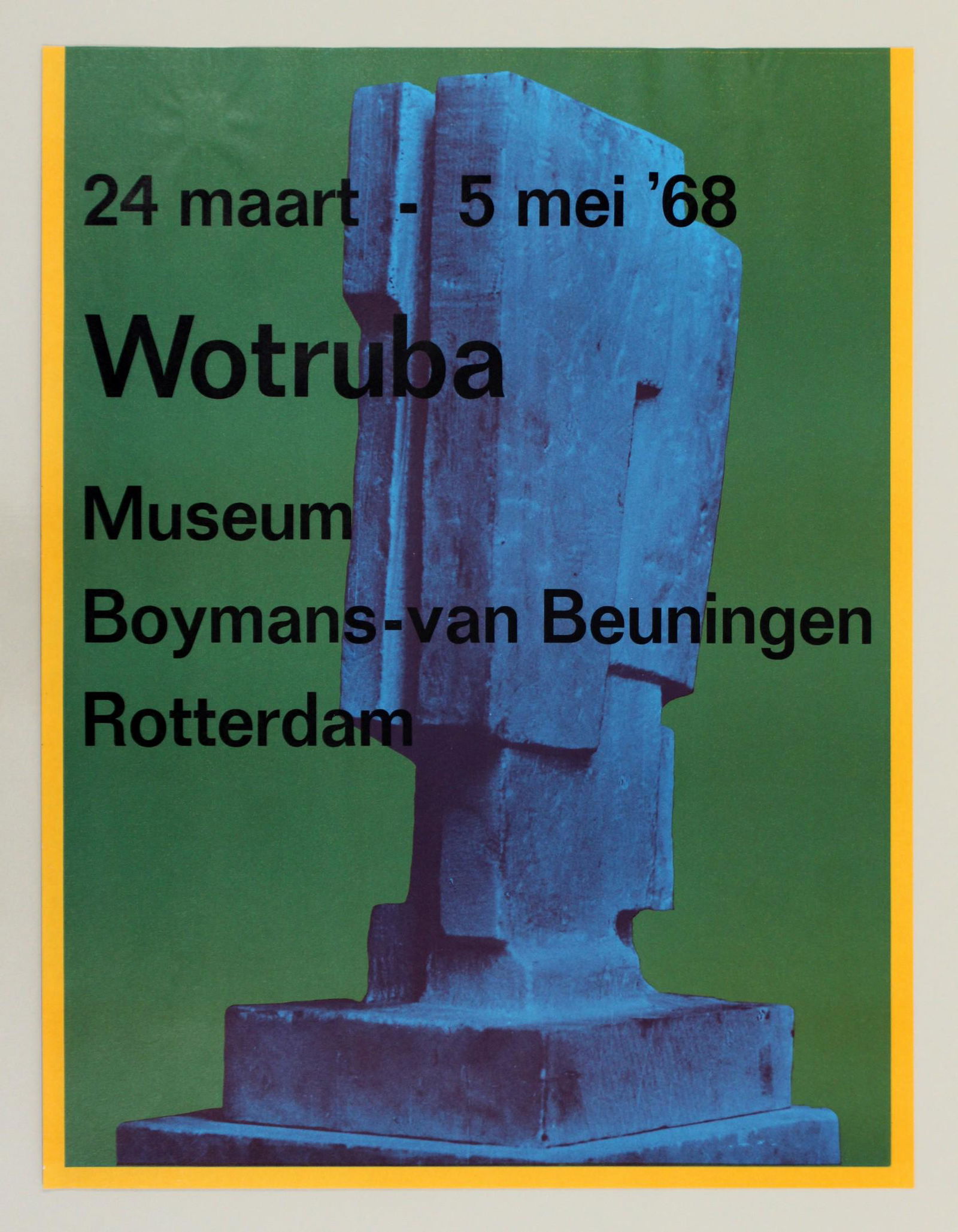 Fritz Wotruba 1968 Museum Poster Rotterdam Netherlands: For your consideration is an unframed, vintage Fritz Wotruba 1968 Museum poster, from Rotterdam Netherlands.