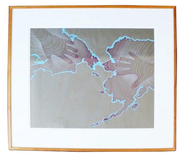 Contemporary Signed David Barr Silkscreen Watercolor: For your consideration is a beautiful and touching piece of art by David Barr, framed and entitled "Arctic Art." Signed, circa 1987. Frame: 34" x 30", piece itself is 25" x 20". This item is in excell