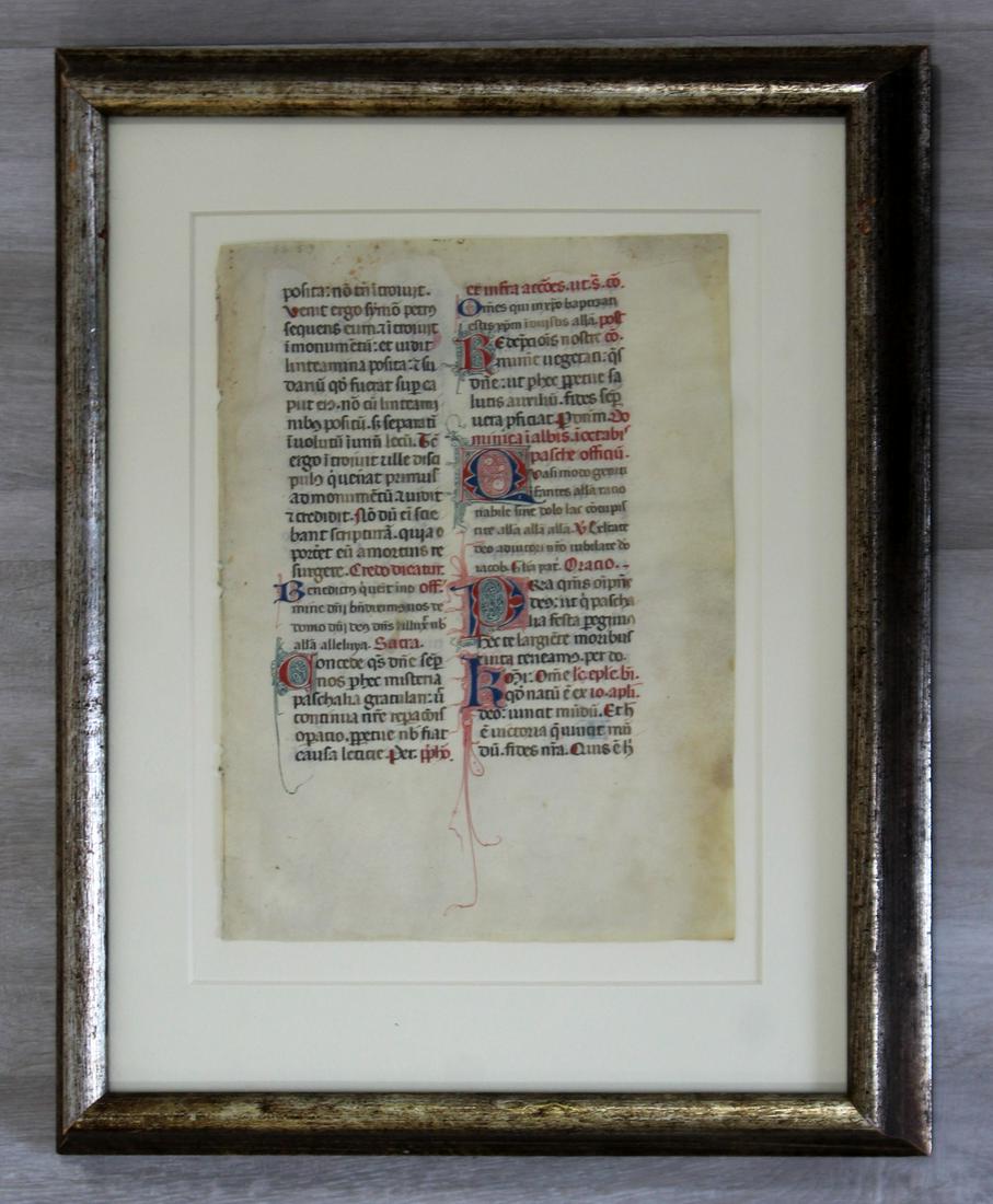Antique 15th Century Spanish Breviary Circa 1425 Framed: For your consideration is an antique Spanish Breviery , circa 1425. Brievery is a calender used by royalty and nobles.