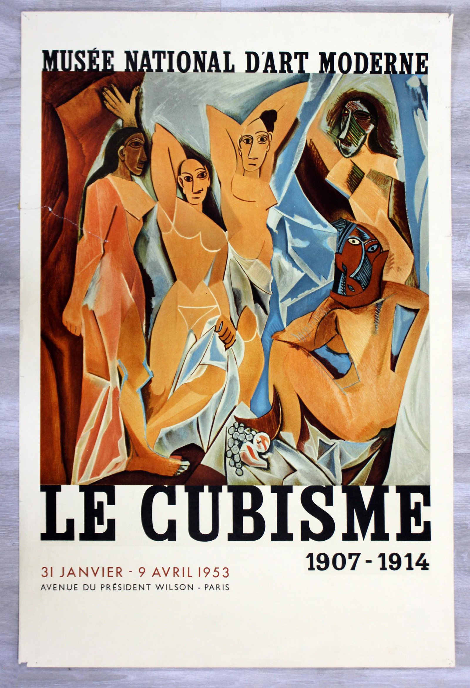 Modern Picasso Cubism Paris Museum National Modern Art: For your consideration is an unframed, vintage Picasso French Cubism 1953 poster