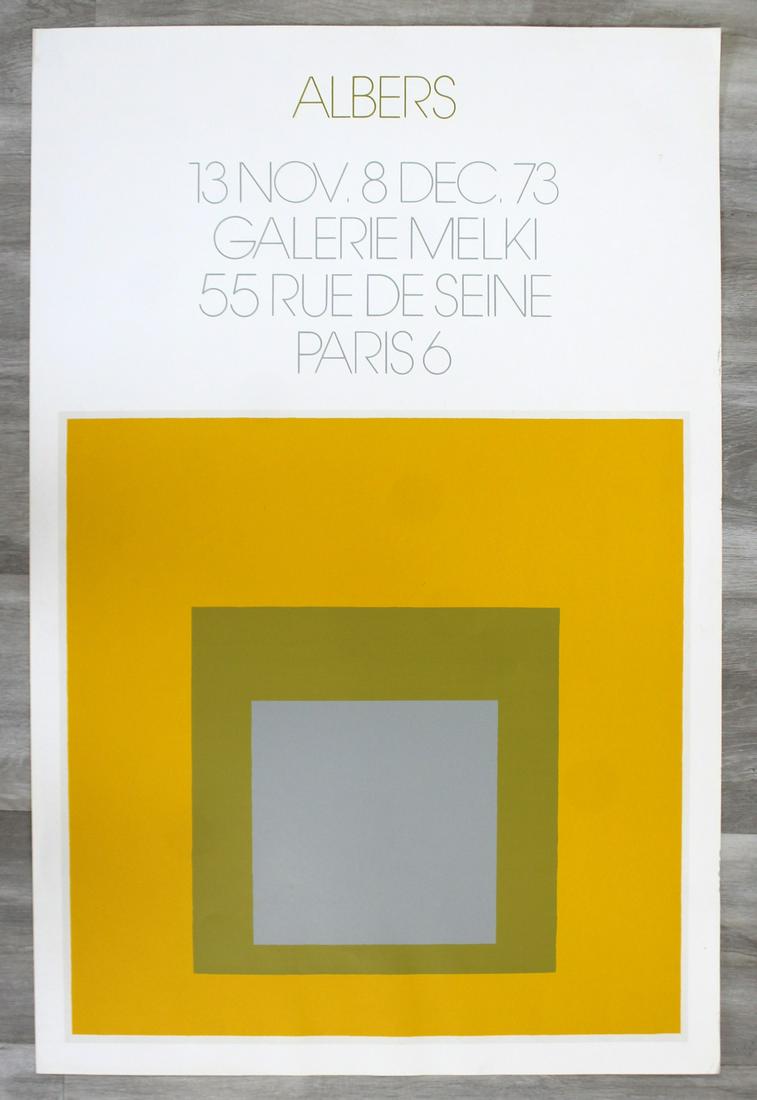 Modern Albers Yellow 1973 Poster Galerie Melki Paris: For your consideration is an unframed, vintage Albers Yellow 1973 poster for Galerie Melki Paris.