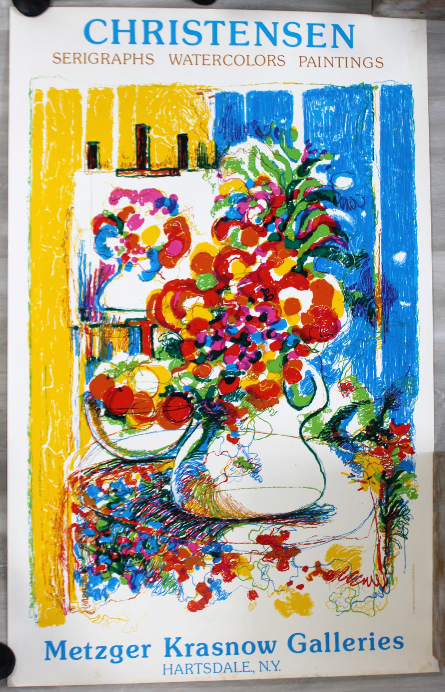 Ronald Christensen Metzger Krasnow Gallery Art Poster: For your consideration is an unframed, vintage Ronald Christensen serigraph watercolors art poster, circa 1975.