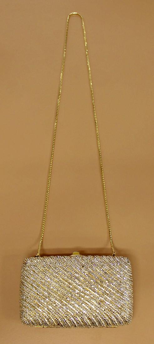 Judith Leiber Hard Shell Swarovski Crystal Clutch: For your consideration is this stylish, vintage, hardshell clutch purse, with swarovski crystal embellishments by Judith Leiber. 6.5" W x 2" D x 4.5" H.