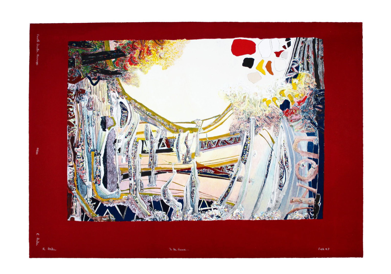 Unframed Poska Signed 53/150 Abstract Serigraph Red: Roland Poska Born in Glasgow, Scotland, 1938, of Lithuanian descent, Roland Poska received early education in Glasgow, Scotland; London, England; Montreal, Canada; and, Rockford,Illinois. His degrees 