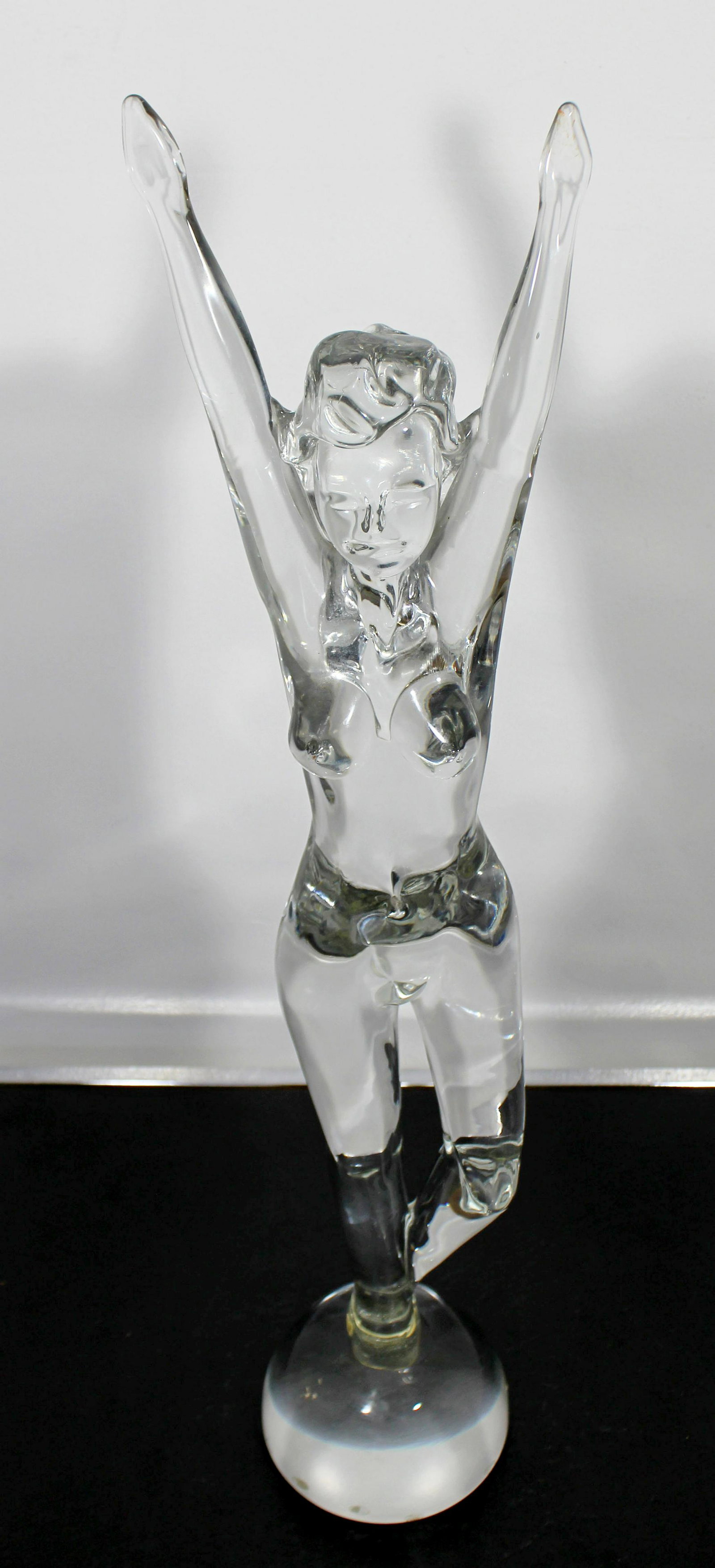 Murano Glass Nude Table Sculpture Italy Signed Mazzega: For your consideration is a marvelous, Murano glass art sculpture, of a nude woman, signed Seguso Mazzega, made in Italy circa the 1970s. In excellent condition. The dimensions are 6.25" W x 5" D x 27