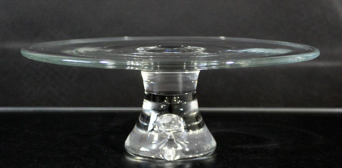 Steuben Teardrop Crystal Clear Glass Cake Dish: For your consideration is an attractive, Steuben crystal glass teardrop cake dish. In excellent condition. The dimensions are 12" Dia x 4.5" H.
