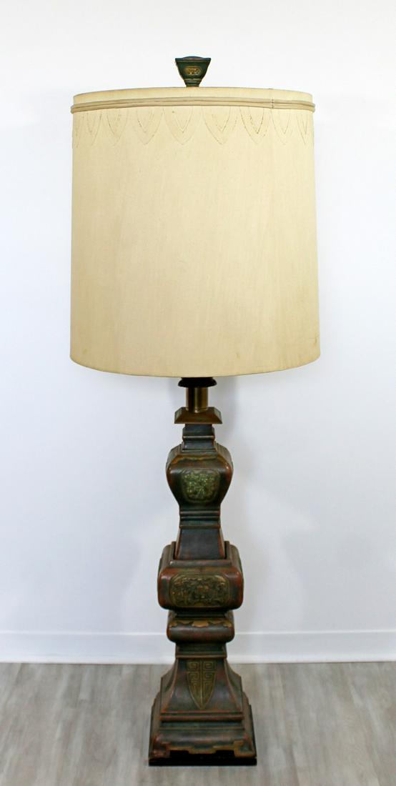 Marbro Bronze Ceramic Asian Style Floor Lamp 1950s: For your consideration is a truly magnificent, bronze and Italian ceramic floor lamp, with an Asian motif and original shade, from Marbro, circa the 1950s. In excellent vintage condition. The dimensio