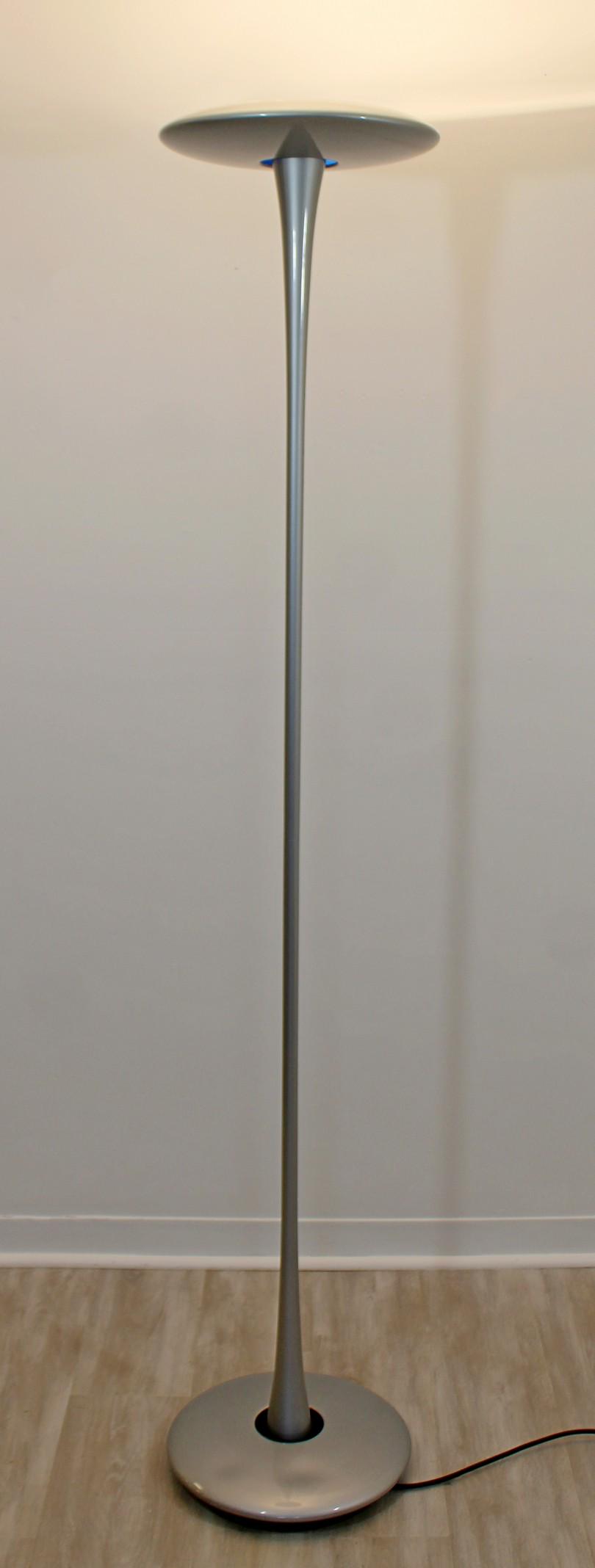 Marc Newson Helice Aluminum Floor Lamp 1990s Silver: For your consideration is a fantastic, aluminum, uplight Helice floor lamp, by Marc Newson, circa the 1990s. In very good condition. The dimensions are 14" Dia x 74" H.