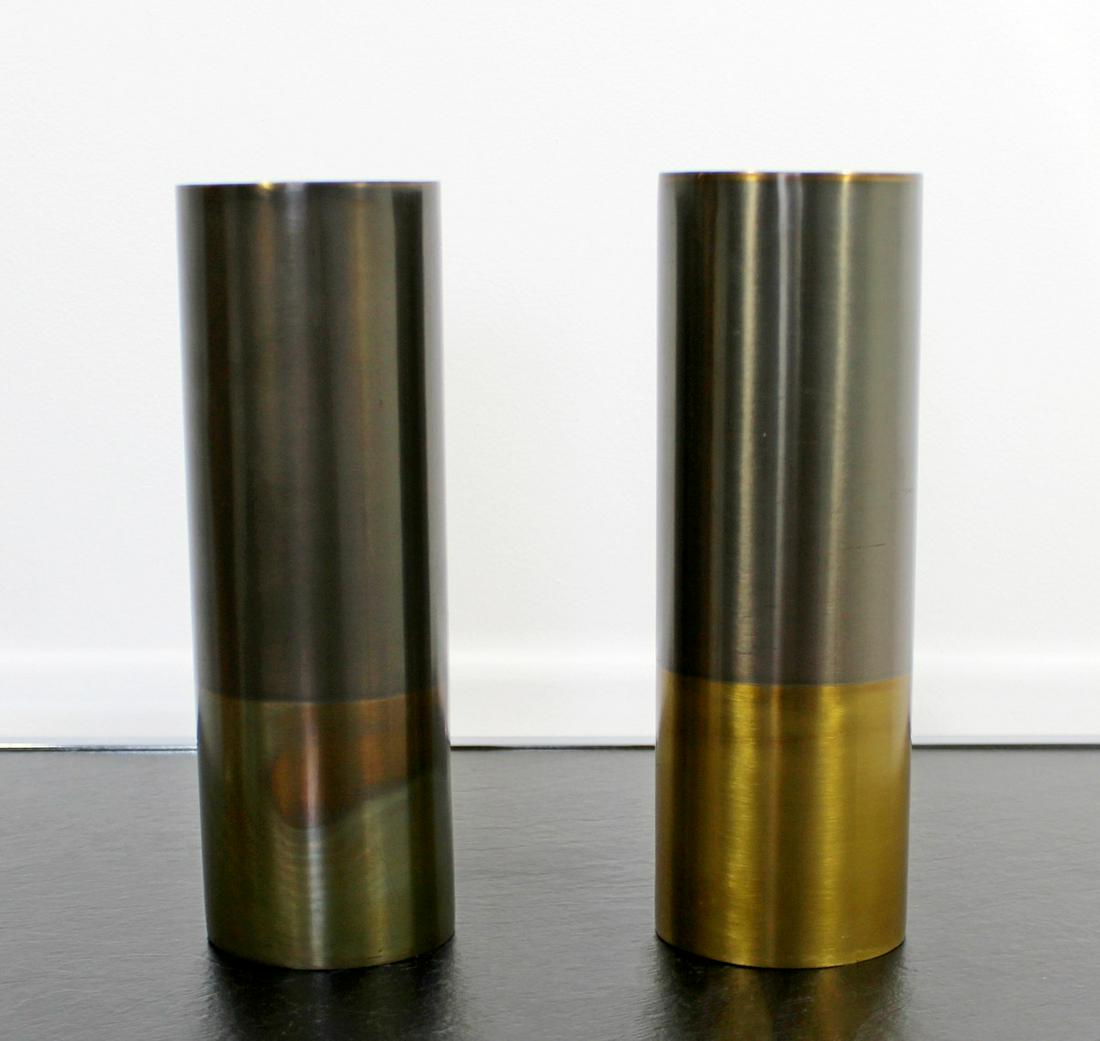 Gold Gilt Metal Pair Candlesticks Signed Michael Aram: For your consideration is a vibrant pair of candlesticks, made of gilted metal, signed by Michael Aram, circa the 1980s. In excellent condition. The dimensions of each are 3.25" Dia x 9.5" H.