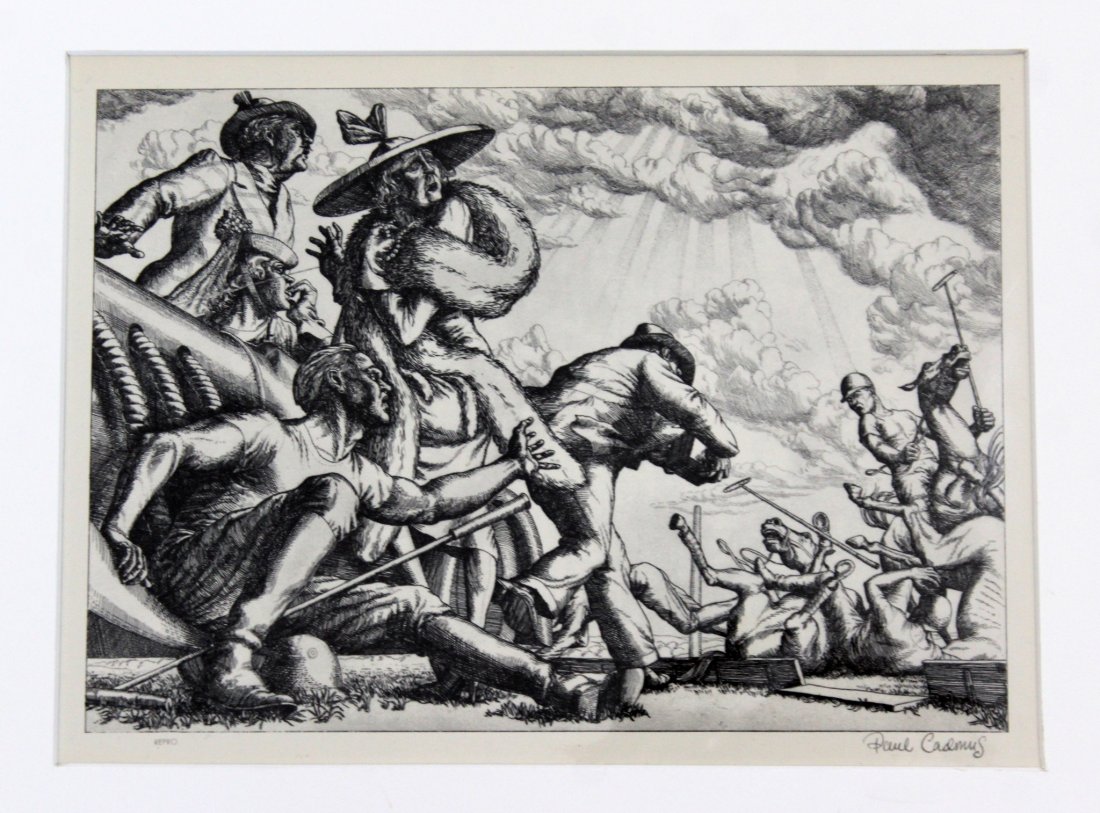 Unframed Paul Cadmus Hand Printed Repro Print: For your consideration is an unframed, Paul Cadmus, hand printed reproduction print. In excellent condition. The dimensions are 9.25" W x 7" H.