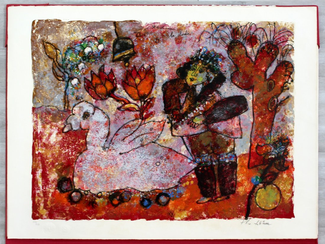 Unframed Theo Tobiasse Lithograph 224/350 H.C Anderson: For your consideration is a beautiful, unframed lithograph titled The Bell I, in fourteen colors, by print master Pierre Chave in Venue, France. The lithograph is signed in pencil and numbered 224/350