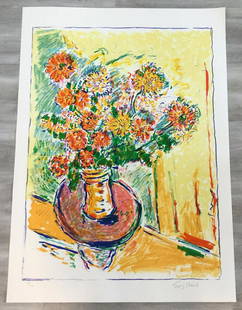 Flower Flight Wayne Ensrud Hand-Signed Lithograph: For your consideration, is a hand-signed lithograph by American artist Wayne Ensrud. Size is 36” x 26” (unframed). Wayne Ensrud (1934) has gained international acclaim as a painter and printmaker