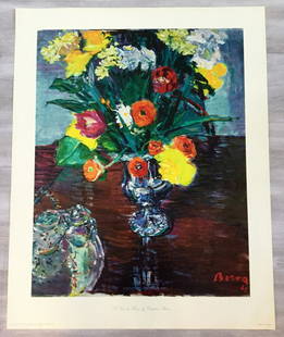 La Vase des Fleurs Dimitrie Berea Hand-Signed Serigragh: For your consideration, is a hand-signed serigraph by Dimitrie Berea. Size is 28" x 22" (unframed). Dimitri Berea (1908 - 1975) was active/lived in New York, California / France, Romania. Dimitri