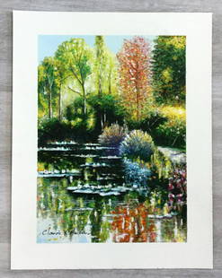 Giverny Comme Autrefois Claude Cambour Serigraph: For your consideration, is a serigraph on canvas by French artist Claude Cambour. Size is 10.5" x 7.5" (unframed). Claude Cambour has mastered the classic tradition of painting “en plein air” –