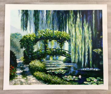 Le Reve Bleu Claude Cambour Serigraph on Canvas: For your consideration, is a serigraph on canvas by French artist Claude Cambour. Size is 17.5" x 21.5" (unframed). Claude Cambour has mastered the classic tradition of painting “en plein air”