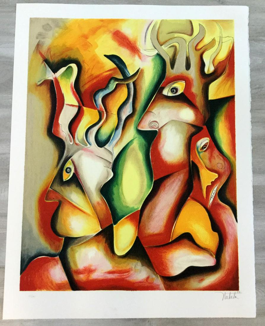 Natures Roots Alexandra Nechita Signed Lithograph: For your consideration, is a hand-signed lithograph by former child prodigy artist Alexandra Nechita. Size is 26.5” x 20.5” (unframed). Alexandra Nechita is a Romanian-American cubist painter and 