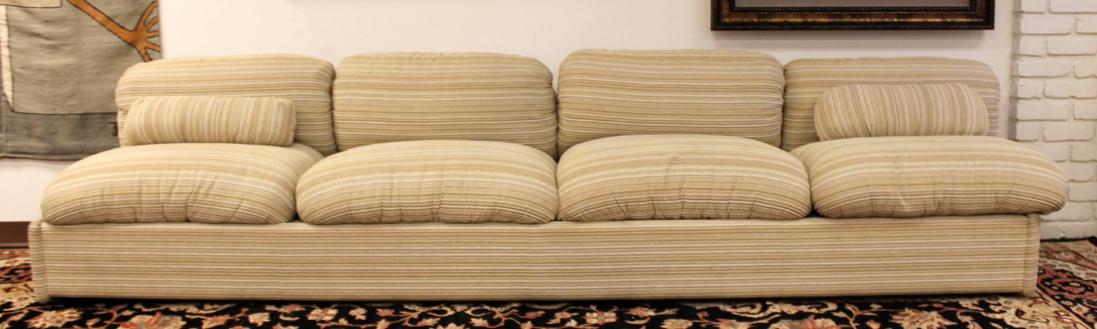 Modern Elam for Pace Long 4 Seat Sofa Made in Italy: For your consideration is a fabulous, long, four seat sofa, by Elam for Pace, circa the 1980s. In excellent vintage condition. The dimensions are 124" L x 30" D x 27.5" B.H. x 19.5" S.H.