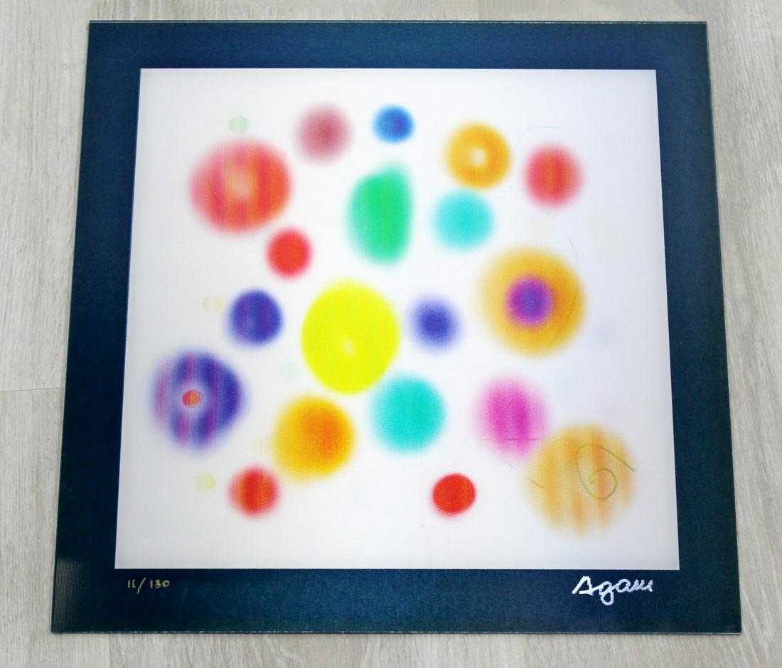 Galaxy Yaacov Agam Hand-Signed Hologram/Lenticular: For your consideration, is a hand-signed Agamograph by Israeli artist Yaacov Agam, known as the father of the Kinetic Art Movement. Size is 12"x12" (unframed).