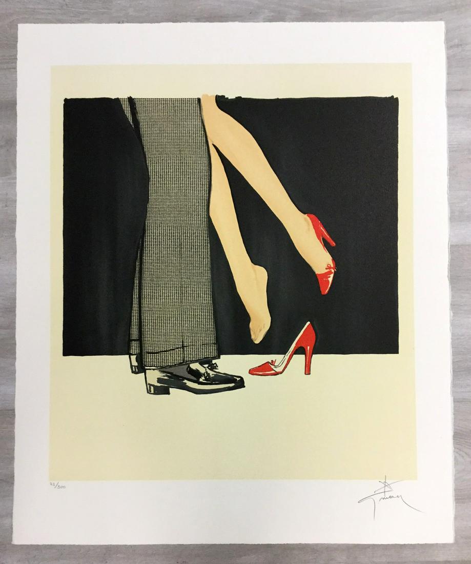 Bonjour Cherie Rene Gruau Hand-Signed Unframed: For your consideration, is a hand-signed lithograph by Italian artist Rene Gruau, a famous fashion illustrator in the 40â€™s and 50â€™s. Gruau was part of the Modern Fashion movement. Size i