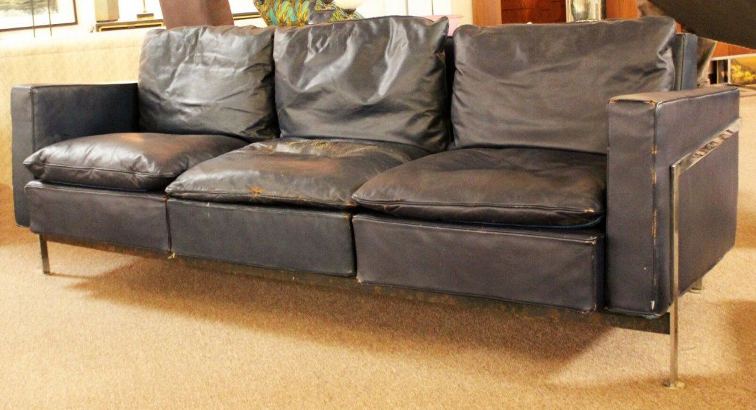 Robert Haussmann De Sede Chrome 3 Seat Sofa 1960s: For your consideration is an incredible, three-seat, straight sofa with a chrome base, designed by Robert Haussmann for De Sede and distributed by Stendig, circa the 1960s. Base is in great condition,