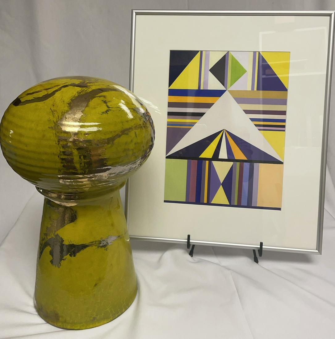 John Loree Retro Green Ceramic & Geometric Painting (1 of 6)