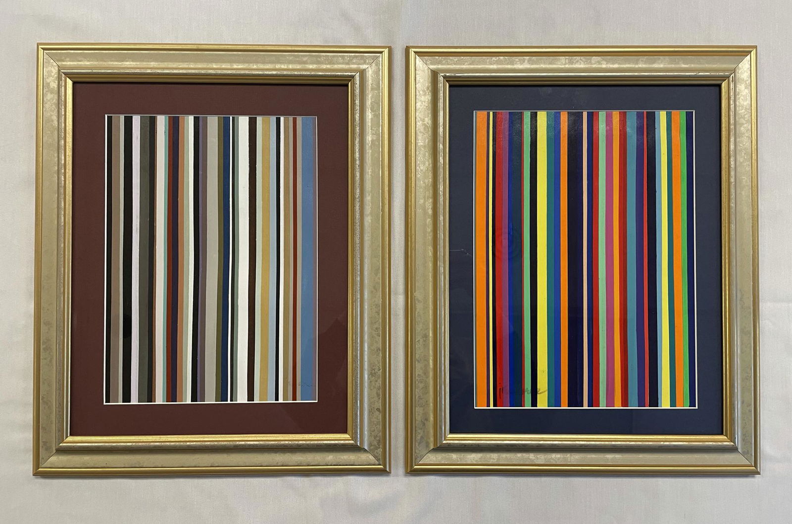John Loree Pair of Framed Modern Striped Acrylic (1 of 3)