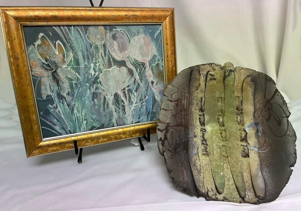 John Loree Ceramic Modern Plate with Floral Graphite (1 of 8)