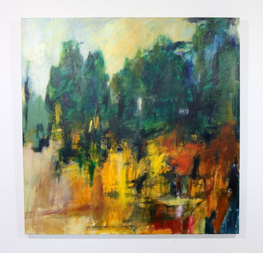 Ilene Kahan Abstract #13 Contemporary Acrylic Painting: For your consideration is an artful contemporary acrylic painting titled "Abstract #13" by Detroit artist Ilene Kahan (36x36). Ilene is an alumni of CCS and has had a successful career in marketing an